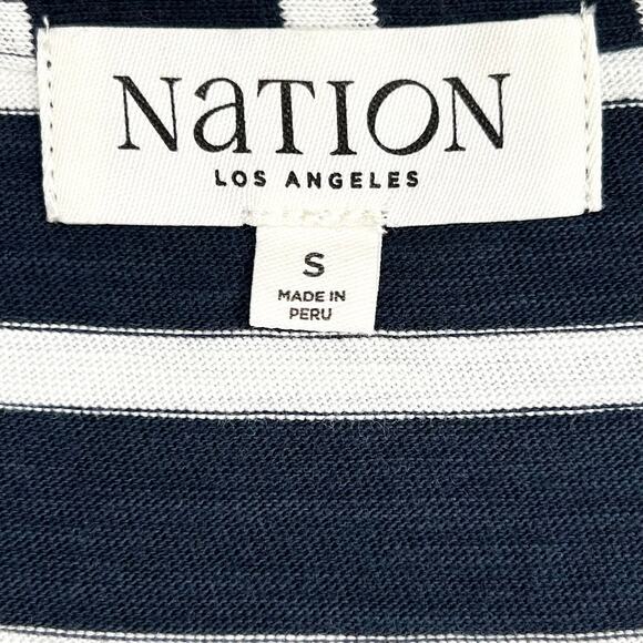 Nation LTD Navy Playa Stripe V-Neck Sleeveless Terri Tie Tank - Picture 9 of 14